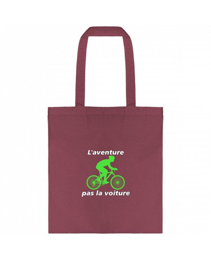 Tote-bag L'aventure pas la voiture avec vélo vert par LV-CREATOR