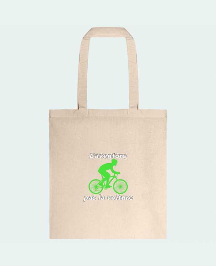 Tote-bag L'aventure pas la voiture avec vélo vert par LV-CREATOR