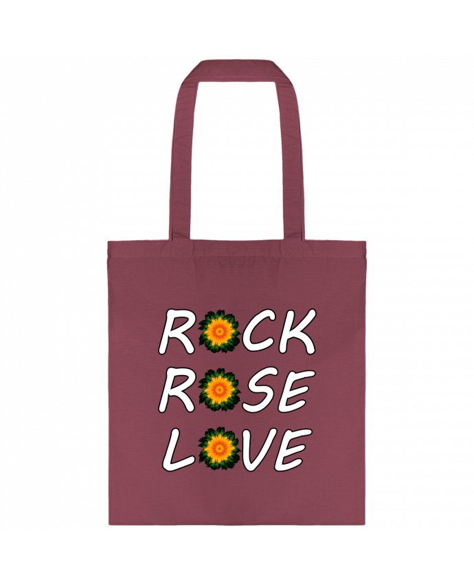 Bolsa de Tela de Algodón Rock, Rose, Love avec fleurs Oranges et Vertes por LV-CREATOR