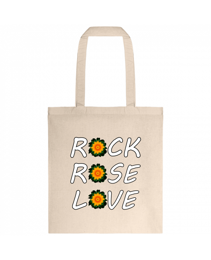 Tote-bag Rock, Rose, Love avec fleurs Oranges et Vertes par LV-CREATOR