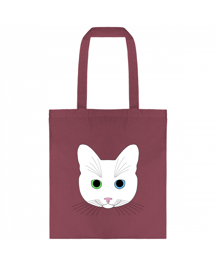 Tote-bag Chat blanc yeux vert bleu par Finger L