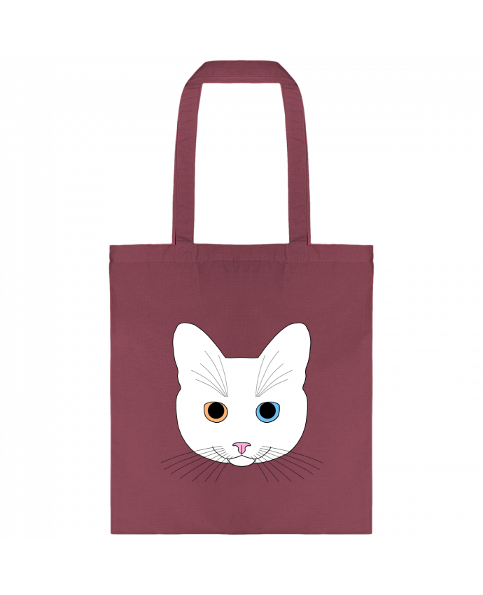 Tote-bag Chat tête blanc yeux orange bleu par Finger L