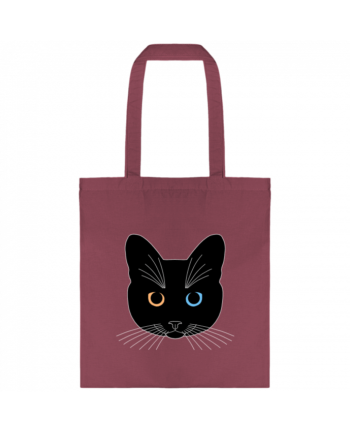 Tote-bag Chat tête noir yeux orange bleu par Finger L