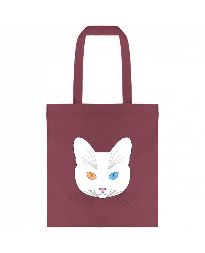 Tote-bag Chat tête blanc yeux orange bleu par Finger L
