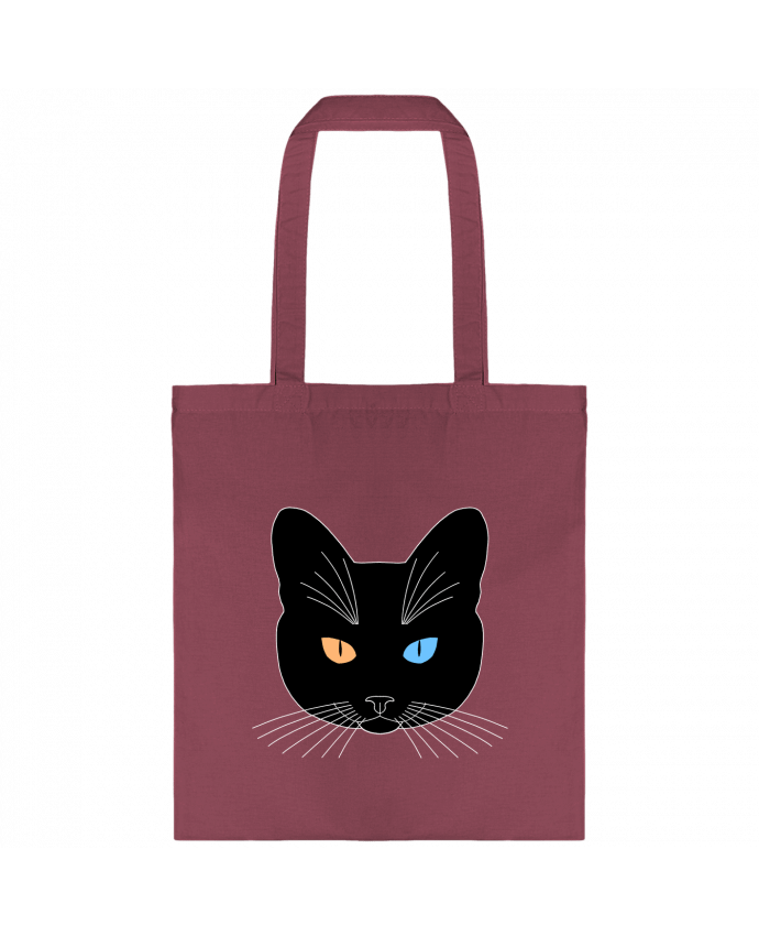 Tote-bag Chat tête noir yeux orange bleu par Finger L