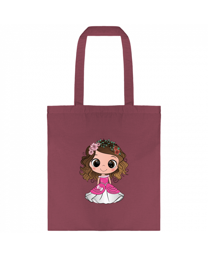 Tote-bag Princesse brune aux yeux bruns avec une robe rose par EmmaCreation