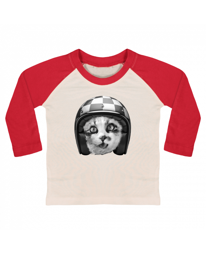 T-shirt baby Baseball long sleeve Biker cat by justsayin