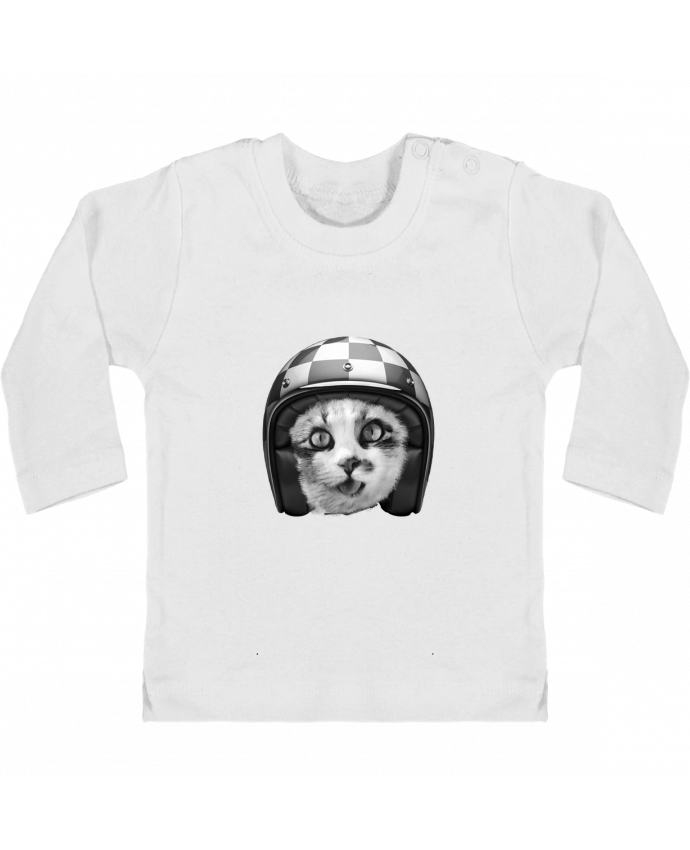 Baby T-shirt with press-studs long sleeve Biker cat manches longues du designer justsayin