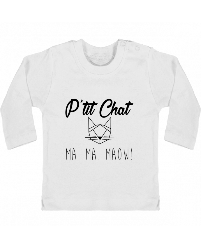 Baby T-shirt with press-studs long sleeve p'tit chat manches longues du designer zdav