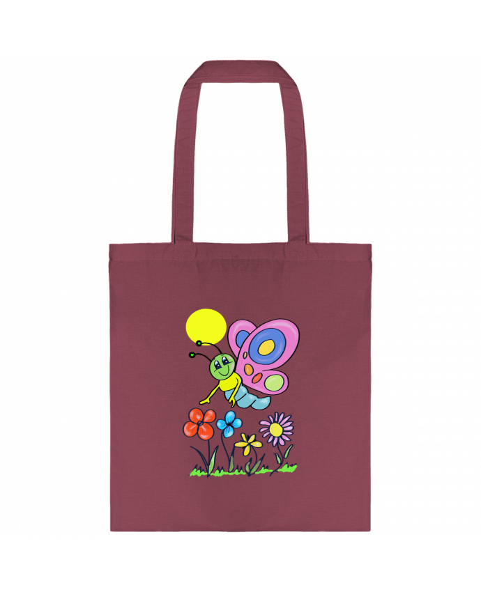 Tote-bag Papillon et fleurs enfant. par Bief Designs.