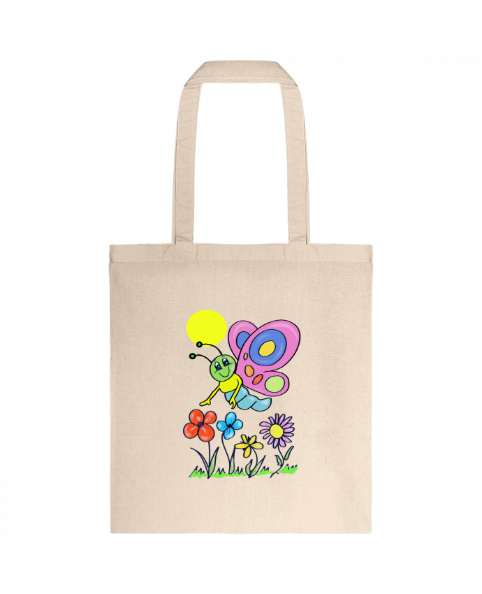 Tote-bag Papillon et fleurs enfant. par Bief Designs.