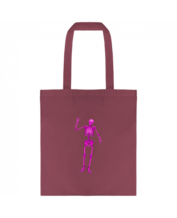Tote-bag Squelette violet salut sur fond noir par                               