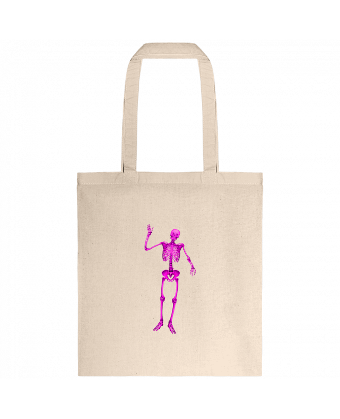 Tote-bag Squelette violet salut sur fond noir par                               