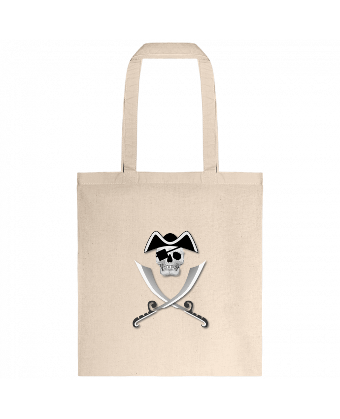 Tote-bag Pirate blanc, crâne, tête de mort, avec sabre spécial Haloween par                         