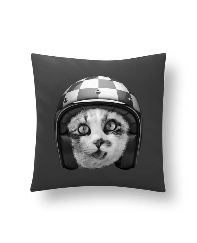 Cushion synthetic soft 45 x 45 cm Biker cat by justsayin