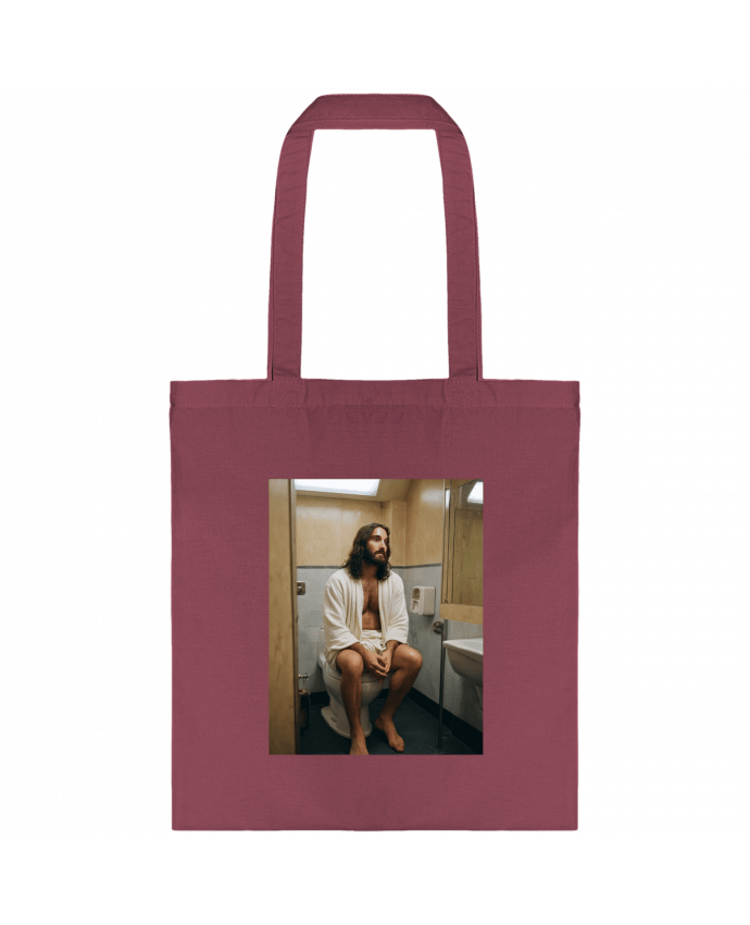 Tote-bag Jesus sur les toilettes par TiA