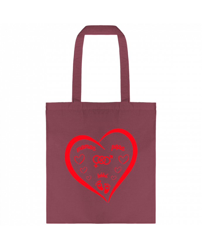 Tote-bag NAISSANCE BEBE COEUR ROUGE DE FAMILLE MAMAN PAPA BEBE par LIAMRIVIERART