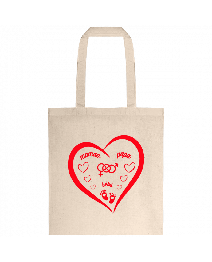 Tote-bag NAISSANCE BEBE COEUR ROUGE DE FAMILLE MAMAN PAPA BEBE par LIAMRIVIERART