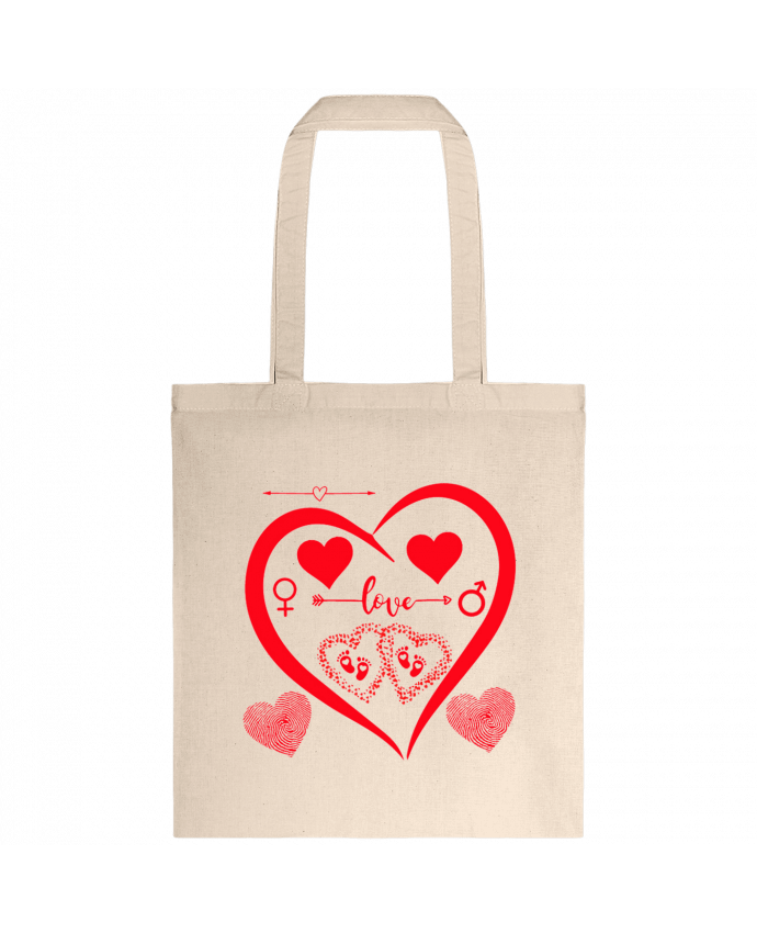 Tote-bag NAISSANCE BEBE COEUR ROUGE DE FAMILLE MAMAN PAPA BEBE par LIAMRIVIERART