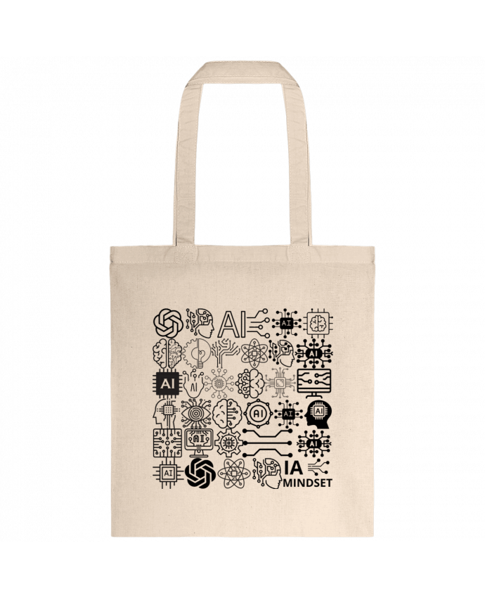 Tote-bag INTELLIGENCE ARTIFICIELLE MOTIF NOIR ET BLANC IA MINDSET AI par LIAMRIVIERART