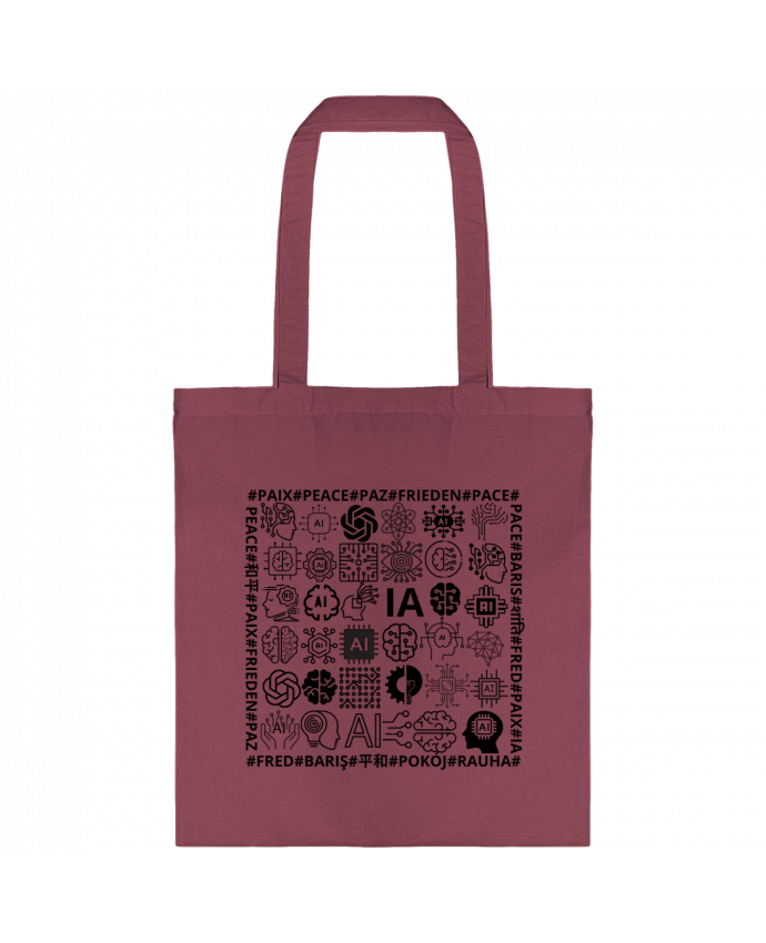 Tote-bag PAIX INTELLIGENCE ARTIFICIELLE MOTIF NOIR ET BLANC IA MINDSET AI LANGUE ETRANGERE par LIAMR