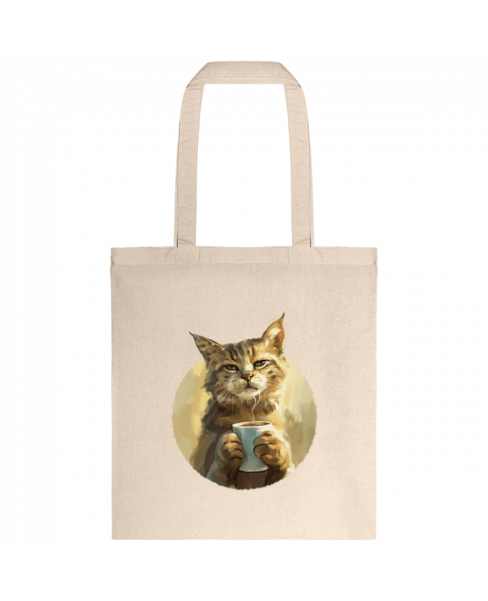 Tote-bag Illustration de Chat avec sa tasse de café par KronoArt