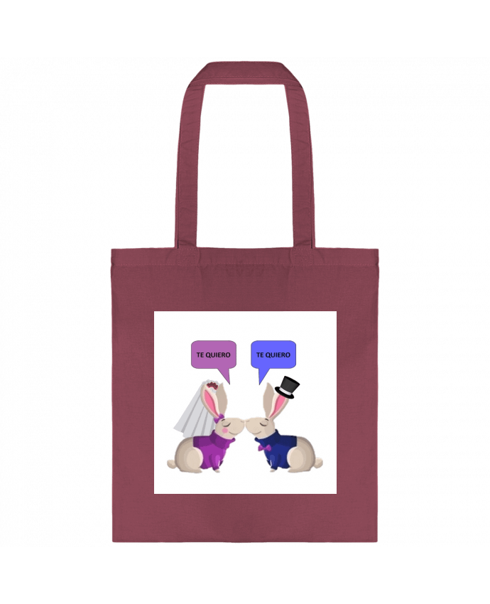 Tote-bag Novia y novio de conejos casándose par azulymalva