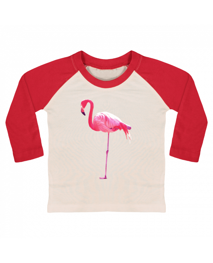 T-shirt baby Baseball long sleeve Flamant rose by justsayin