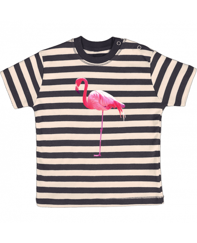 T-shirt baby with stripes Flamant rose by justsayin