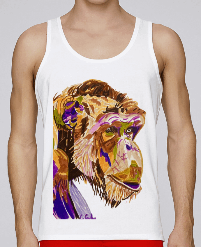 Débardeur homme Chimpanzé aux couleurs complémentaires par Eclat animalier 100% coton bio