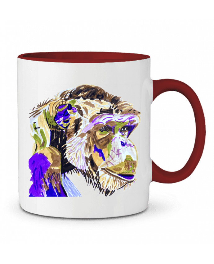 Mug bicolore Chimpanzé aux couleurs complémentaires Eclat animalier
