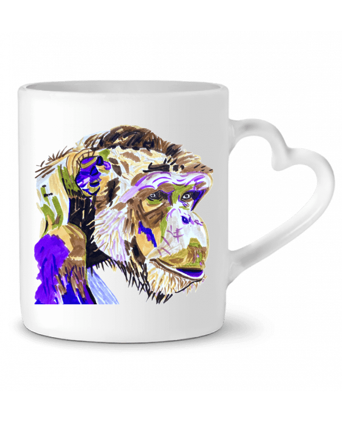 Mug coeur Chimpanzé aux couleurs complémentaires par Eclat animalier