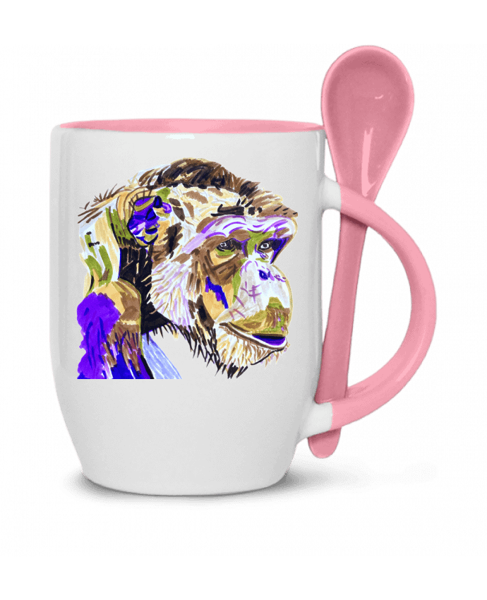  Tasse cuillère Chimpanzé aux couleurs complémentaires par Eclat animalier