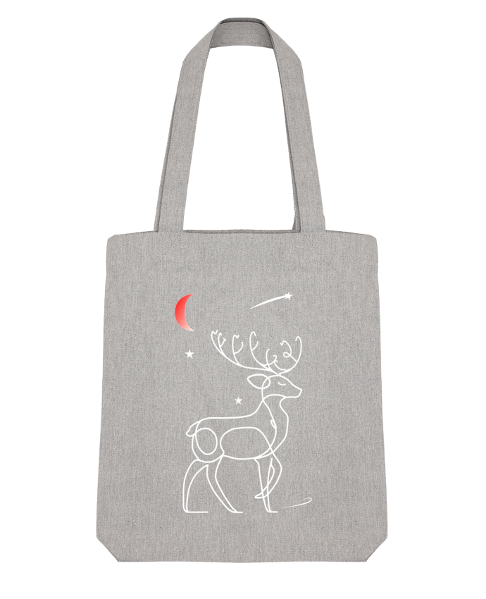 Tote Bag Stanley Stella Renne blanc, Noël, étoile filante et lune rouge par Bobraïs 