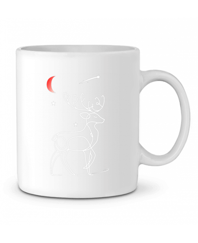 Mug  Renne blanc, Noël, étoile filante et lune rouge par Bobraïs