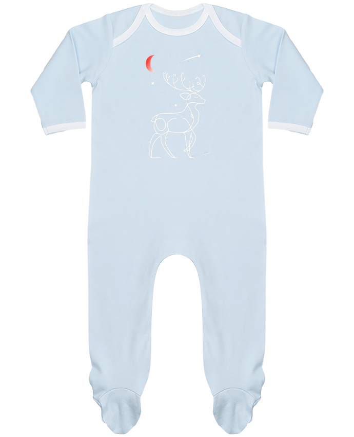 Body Pyjama Bébé Renne blanc, Noël, étoile filante et lune rouge par Bobraïs