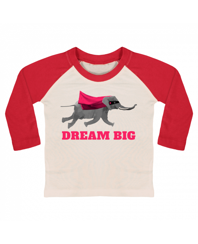 T-shirt baby Baseball long sleeve Dream big éléphant by justsayin