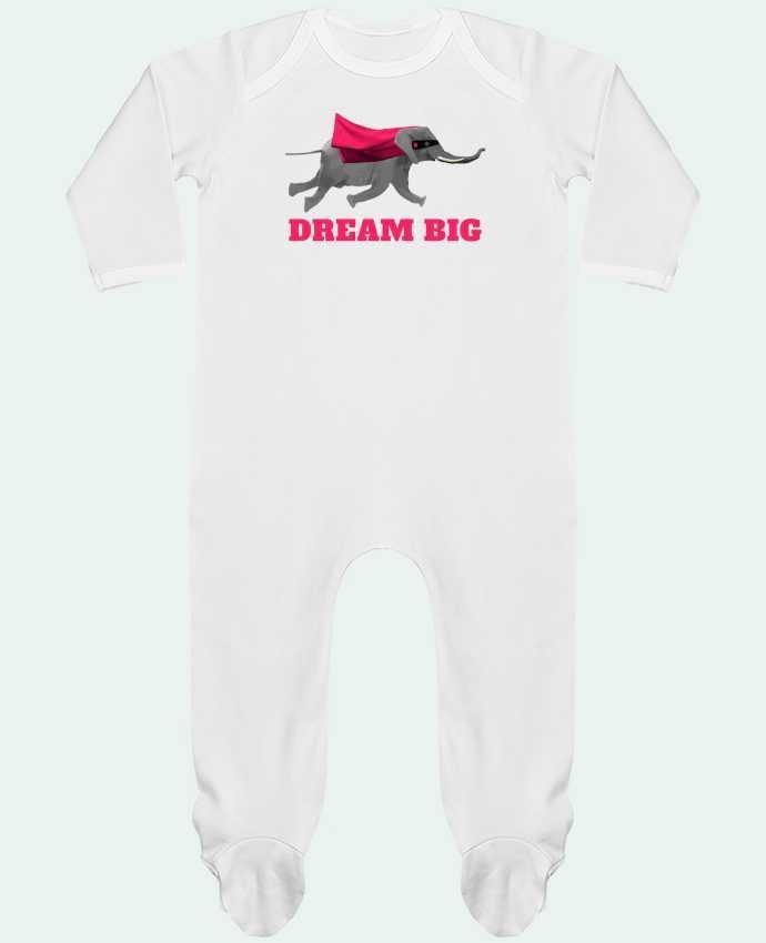 Baby Sleeper long sleeves Contrast Dream big éléphant by justsayin
