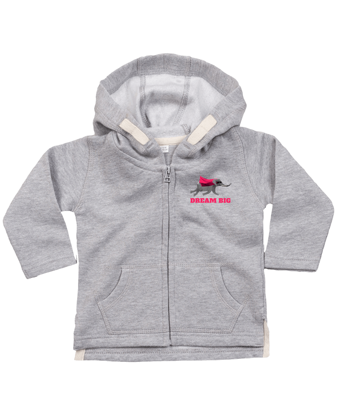 Hoddie with zip for baby Dream big éléphant by justsayin