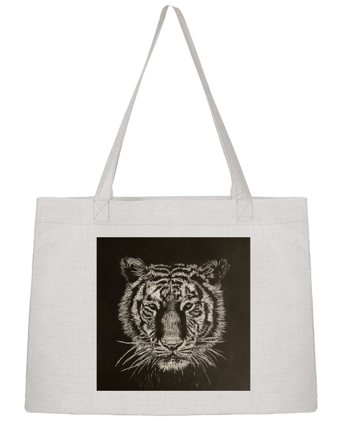 Sac Shopping Tigre à la craie carrée blanche par Eclat animalier