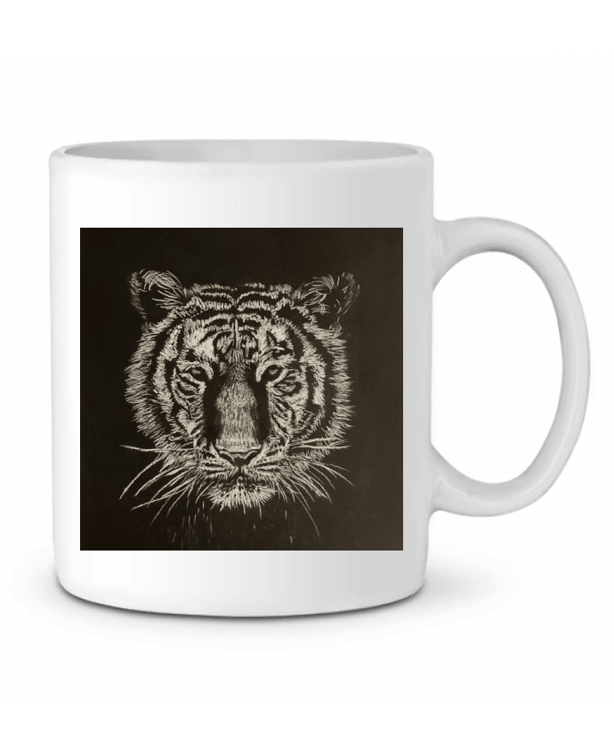 Mug  Tigre à la craie carrée blanche par Eclat animalier