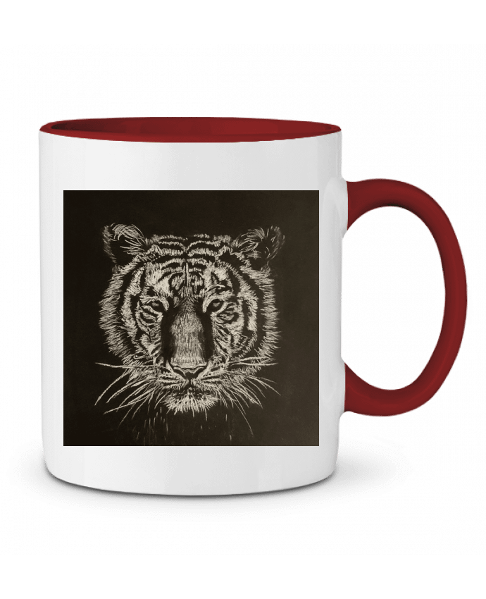 Mug bicolore Tigre à la craie carrée blanche Eclat animalier