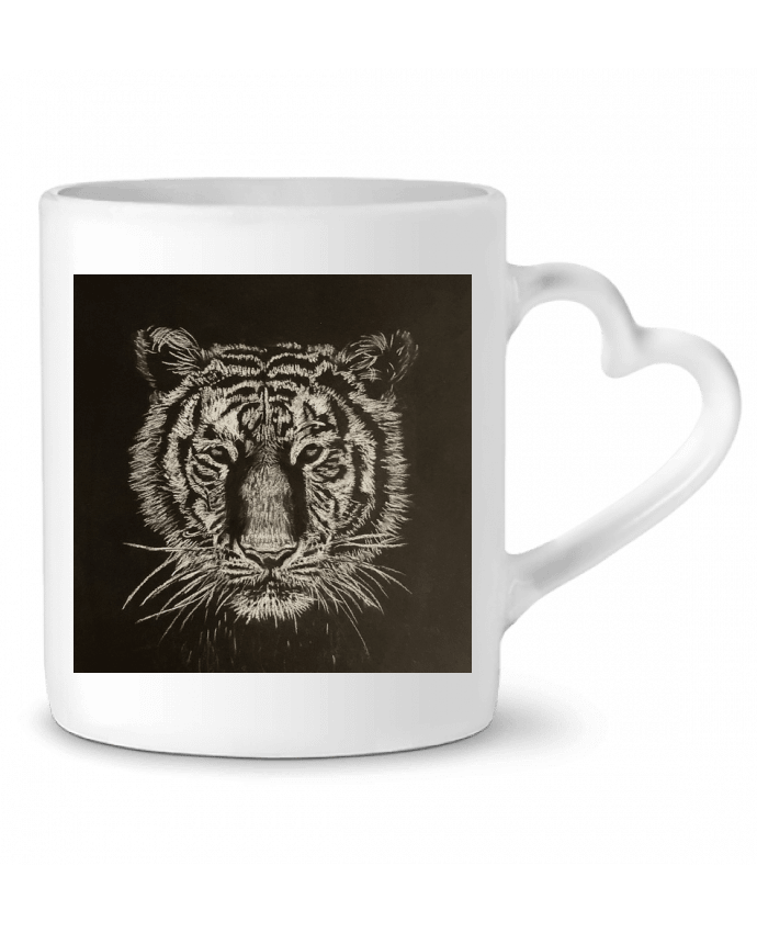 Mug coeur Tigre à la craie carrée blanche par Eclat animalier