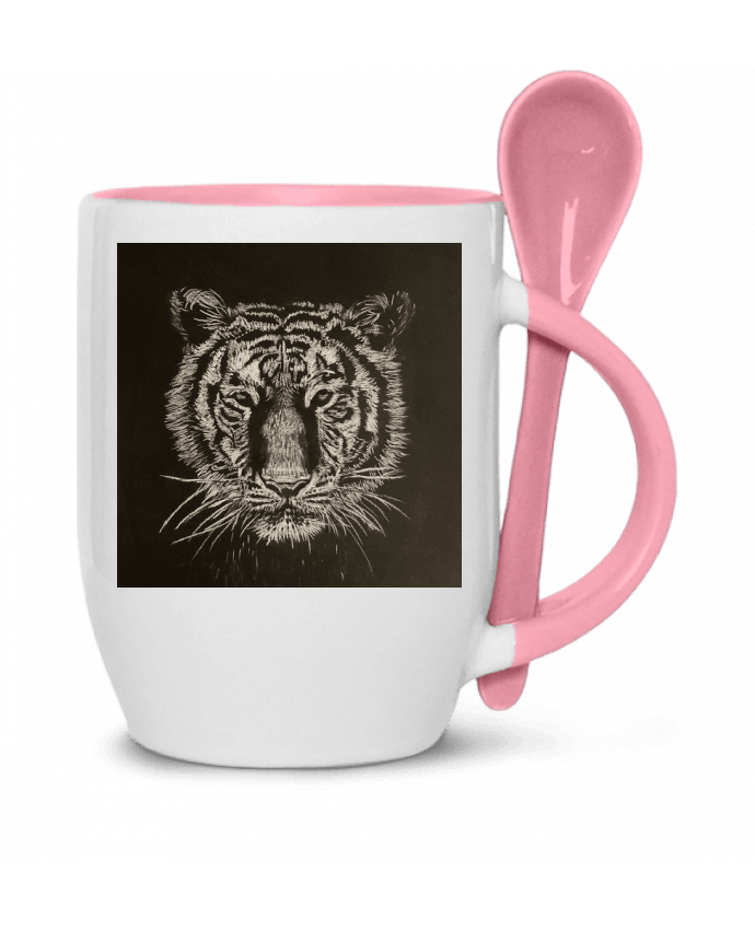  Tasse cuillère Tigre à la craie carrée blanche par Eclat animalier