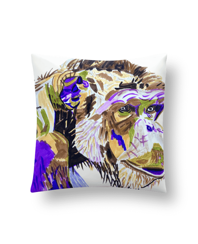Coussin Chimpanzé aux couleurs complémentaires par Eclat animalier