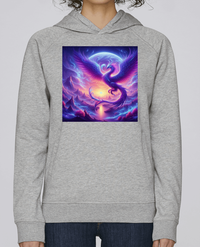 Sweat capuche femme Phénix violet par Fantasymaniac