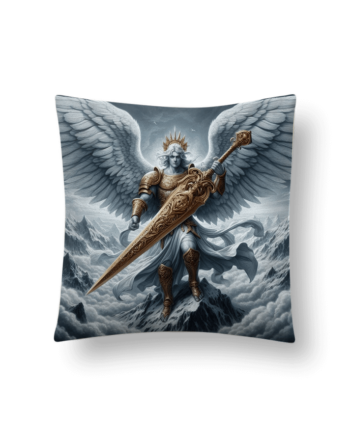 Coussin suédine Ange blanc et or par Fantasymaniac