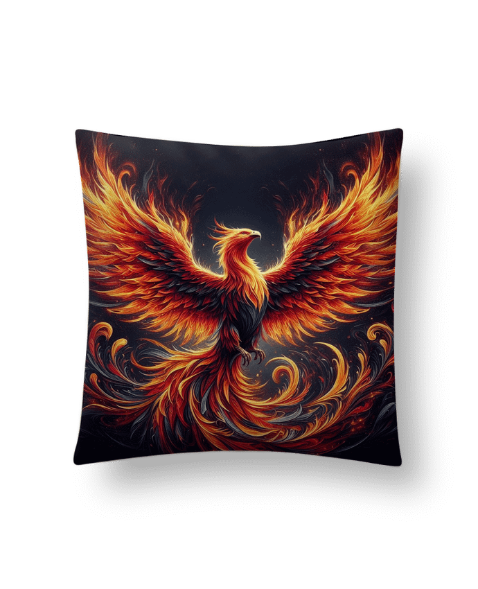 Coussin suédine Phénix ailes déployés par Fantasymaniac