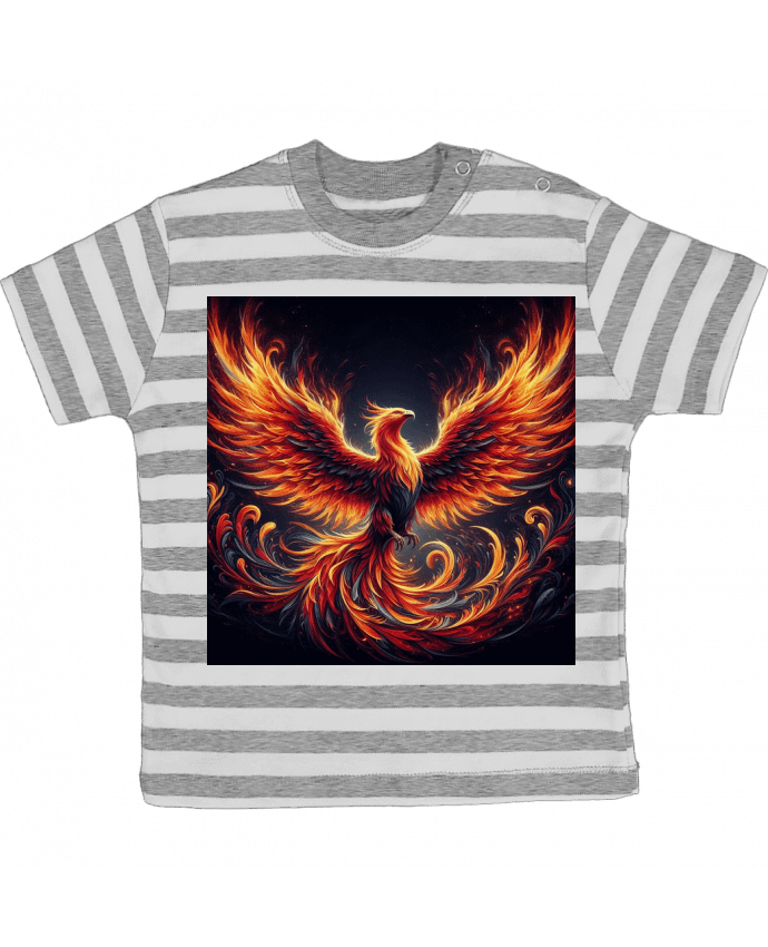 Tee-shirt bébé à rayures Phénix ailes déployés par Fantasymaniac