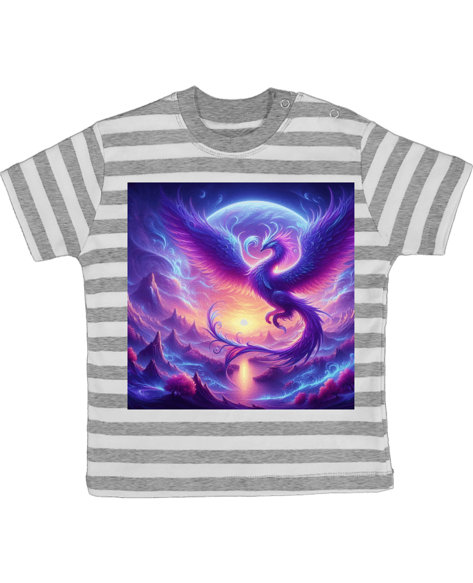 Tee-shirt bébé à rayures Phénix violet par Fantasymaniac